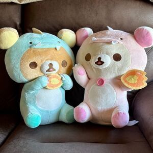 NWT San-X LARGE Rilakkuma Dino Collection: Rilakkuma & Korilakkuma Set of 2